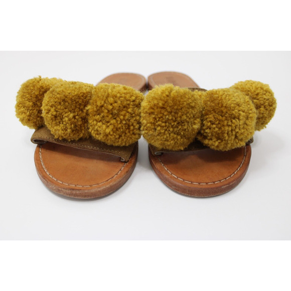 Binge Sandals 8 Kai Pom Pom Slip On Slides Flat Shoes Size Talla Women's 8 - Picture 13 of 14